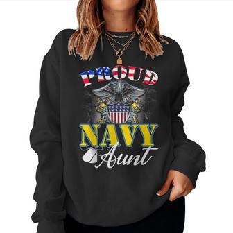 Proud Navy Aunt With American Flag Veteran Women Sweatshirt - Monsterry DE