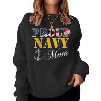 Proud Navy Mom With American Flag For Veteran Day Women Sweatshirt - Monsterry UK