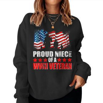 Proud Niece Of A Wwii Veteran American Flag Women Women Sweatshirt - Monsterry UK