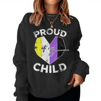 Proud Of My Nonbinary Child Non Binary Pride Flag Dad Mom Women Sweatshirt - Monsterry