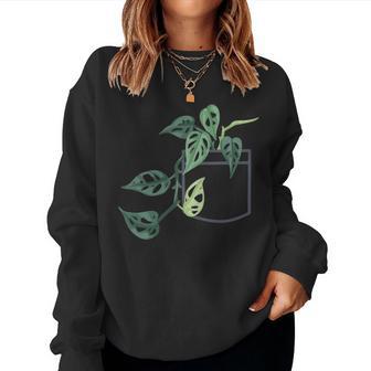 Proud Plant Parent Grow Monstera Adansonii In Fake Pocket Women Sweatshirt - Monsterry