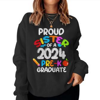 Proud Sister Of 2024 Pre-K Graduate Cute Family Matching Women Sweatshirt - Seseable