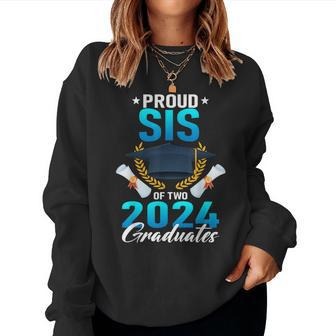 Proud Sister Of Two 2024 Graduates Twin Family Graduation Women Sweatshirt - Monsterry CA