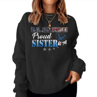 Proud Us Air Force Sister Heart Flag Pride Military Family Women Sweatshirt - Monsterry