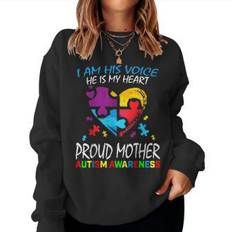 Pround Autism Mom Heart Mother Puzzle Piece Autism Awareness Women Sweatshirt - Seseable