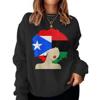 Puerto Rican African Black Woman Afro Hair Pride History Women Sweatshirt - Monsterry