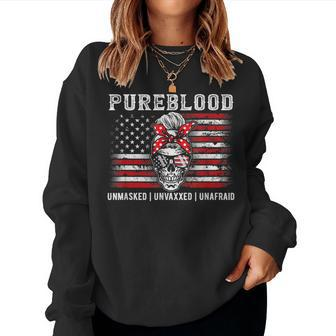 Pureblood Movement Pureblood Medical Freedom Usa Flag Women Sweatshirt - Monsterry CA