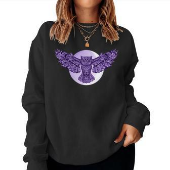 Purple Owl Full Moon For Owl-Lovers Owl Totem Women Sweatshirt - Monsterry UK