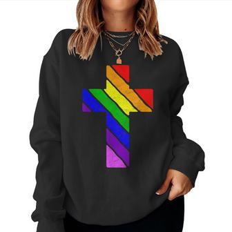 Rainbow Cross Gay Pride & Lgbtq Christian Supporter Women Sweatshirt - Thegiftio UK