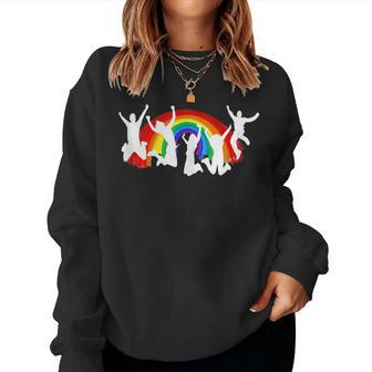 Rainbow Joy Happy Jumping People Lgbt Pride Women Sweatshirt - Monsterry DE
