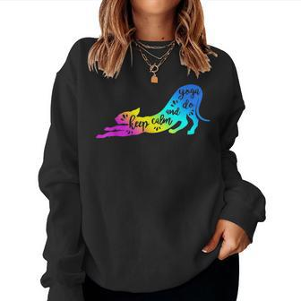 Rainbow Keep Calm And Do Yoga Cat Women Sweatshirt - Monsterry