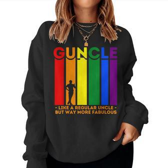 Rainbow Pride Flag Fabulous Guncle For Gay Uncle Women Sweatshirt - Thegiftio UK