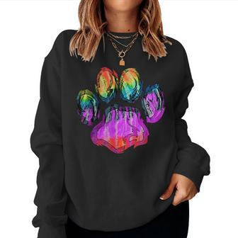Rainbow Tie Dye Paw Print Women Sweatshirt - Thegiftio UK