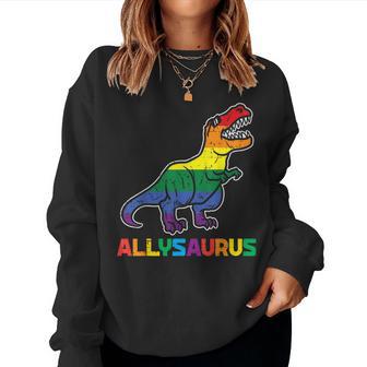 Rainbow Trex Allysaurus Gay Pride Flag Lgbtq Dino Ally Boys Women Sweatshirt - Monsterry DE