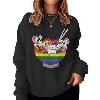 Rainbow Unicorn Ramen Gay Pride Japanese Food Lgbt-Q Ally Women Sweatshirt - Monsterry DE