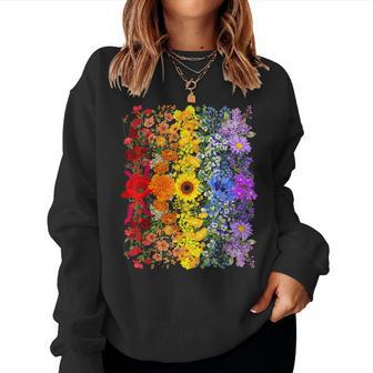 Rainbow Wildflowers Field Flowers Lgbtq Month Pride Month Women Sweatshirt - Monsterry