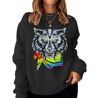 Rainbow Wolf Lgbt Gay Pride Wolf Women Sweatshirt - Monsterry AU