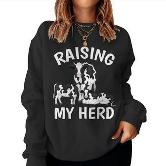 Raising My Herd Farmer Mom Cow Calves Lover Mother's Day Women Sweatshirt | Mazezy UK