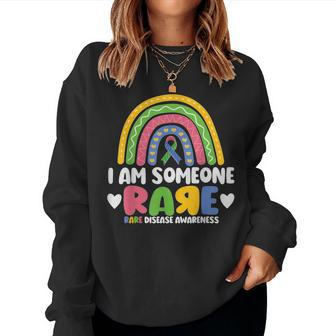 Rare Disease Day I Am Someone Rare Rainbow Zebra Ribbon Women Sweatshirt - Thegiftio UK
