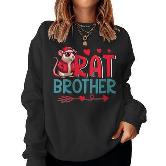 Rat Brother Costume Rat Sunglasses Rodent Lover Father's Day Women Sweatshirt - Monsterry