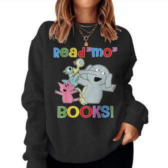 Read Mo Book Cute School Teacher Librarian Elephant Pigeon Women Sweatshirt - Seseable