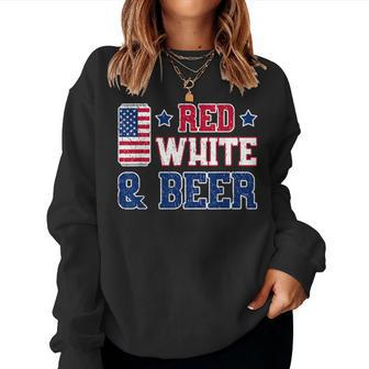 Red White And Beer Usa 4Th Of July Drinking Women Sweatshirt - Monsterry AU