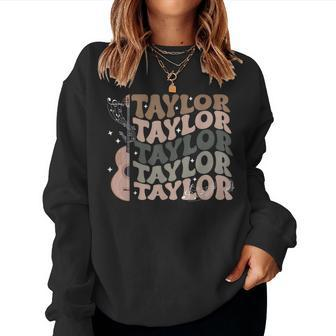 Retro 80'S Taylor First Name Personalized Groovy Birthday Women Sweatshirt - Seseable