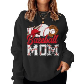Retro Baseball Mom Mama Baseball Life Softball Life Game Day Women Sweatshirt - Monsterry