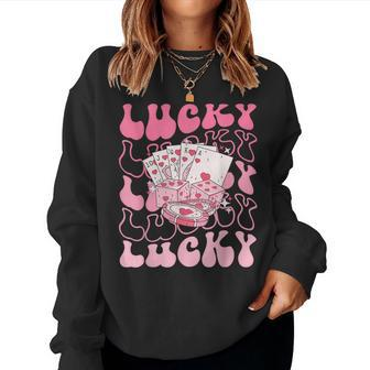 Retro Casino Bach Party Lucky Vibes Poker Dice Mens Women Sweatshirt - Seseable