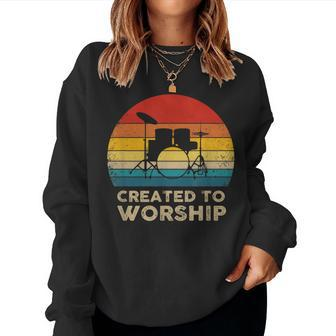 Retro Christian Drummer Vintage Women Sweatshirt - Monsterry CA