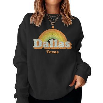 Retro Dallas Texas T Vintage 70S Rainbow Women Sweatshirt - Monsterry UK