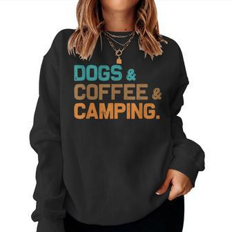 Retro Dogs Coffee Camping Campers Women Sweatshirt - Seseable