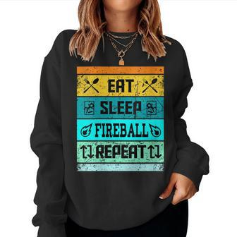 Retro Eat Sleep Fireball Women Women Sweatshirt - Monsterry