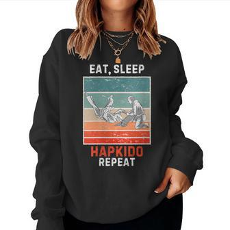 Retro Eat Sleep Hapkido Repeat Vintage Grunge Hapkido Women Sweatshirt - Monsterry UK
