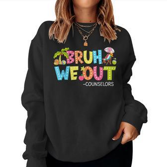 Retro Groovy Bruh We Out Counselors Last Day Of School Women Sweatshirt - Seseable