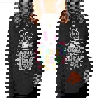 Retro Groovy Cardiology Crew Cardiac Nurse Bunny Ear Easter Women Sweatshirt - Seseable