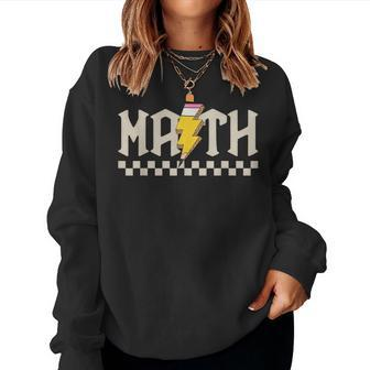 Retro Groovy Checkered Math Teacher High School Math Lovers Women Sweatshirt - Seseable