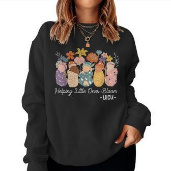 Retro Groovy Helping Little Ones Bloom Nicu Nurse Women Sweatshirt | Mazezy CA