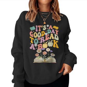 Retro Groovy It's A Good Day To Read A Book Teacher T- Women Sweatshirt - Thegiftio UK