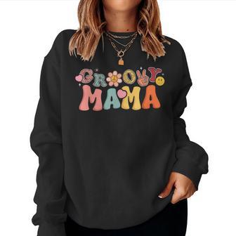 Retro Groovy Mama Cute Hippie Matching Family Birthday Party Women Sweatshirt - Thegiftio UK