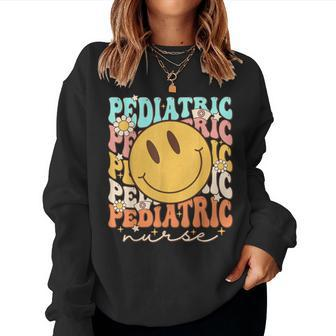 Retro Groovy Pediatric Nursing Nurse Life Cute Women Sweatshirt - Monsterry DE