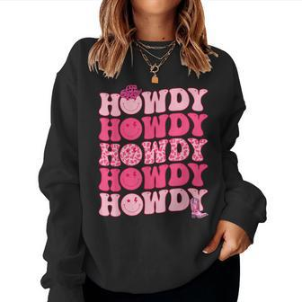 Retro Howdy Western Girl Country Rodeo Pink Cowgirl Groovy Women Sweatshirt - Monsterry