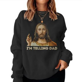 Retro I'm Telling Dad Religious Christian Jesus Women Sweatshirt | Mazezy UK