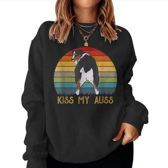 Retro Kiss My Auss Aussie Mom Australian Shepherd Women Sweatshirt - Monsterry UK