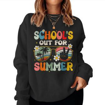 Retro Last Day Of School Schools Out For Summer Teacher Women Sweatshirt - Monsterry