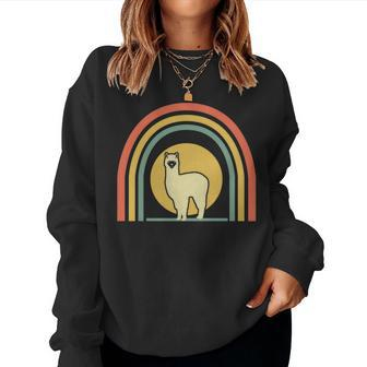 Retro Llama Alpaca Classic Vintage Lama Women Sweatshirt - Monsterry
