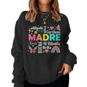 Retro Madre Ella Es Mamá Spanish Blessed Mom Mother's Day Women Sweatshirt - Seseable