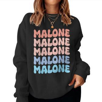 Retro Malone First Name Boy Personalized Groovy 80'S Girl Women Sweatshirt | Seseable UK