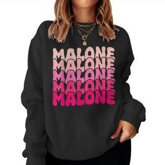 Retro Malone Girl First Name Boy Personalized Groovy 80'S Women Sweatshirt - Thegiftio UK