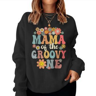 Retro Mama Of Groovy One Matching Family 1St Birthday Party Women Sweatshirt - Seseable